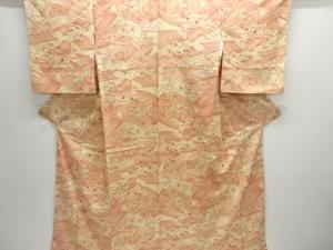 草花に檜扇模様小紋着物